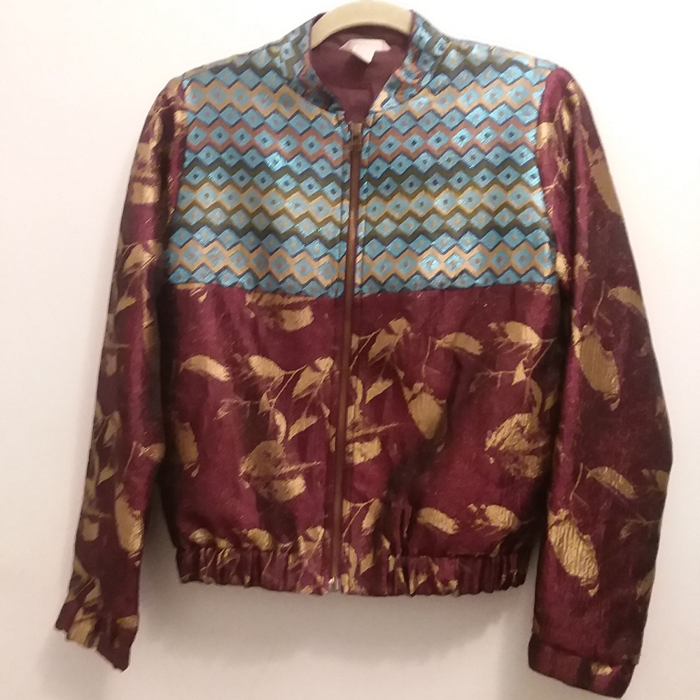 H&M Trend Metallic Embroidered Bomber Jacket